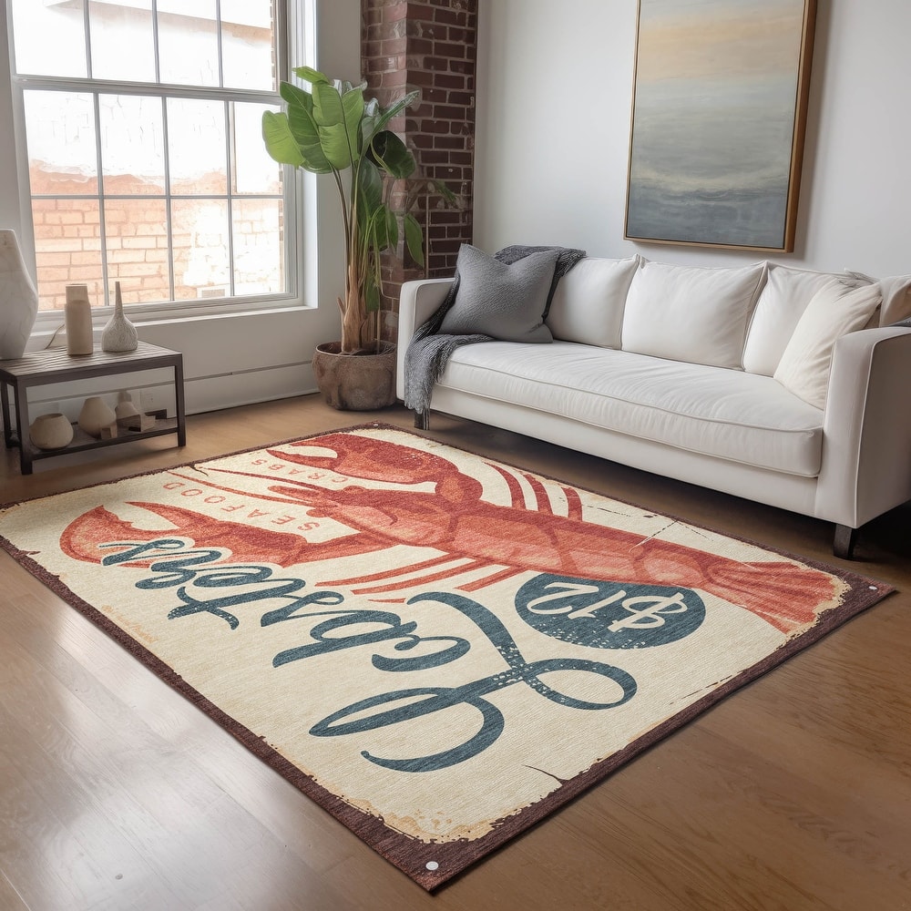 Premium Washable Super Soft Lobster Market Mayfield Rug