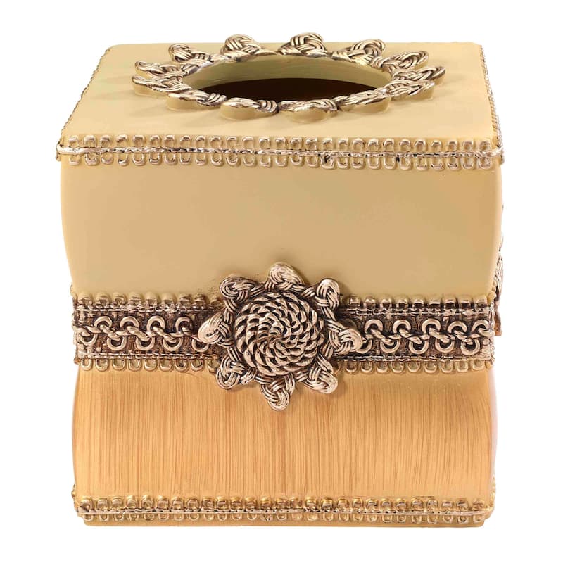 Avanti Linens Braided Medallion Tissue Cover - Gold - Tissue Cover