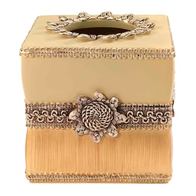 Avanti Linens Braided Medallion Tissue Cover - Gold - Tissue Cover