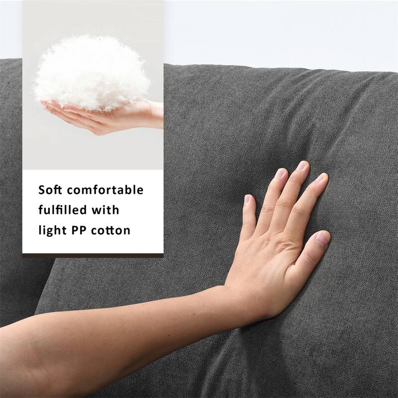 Modern L-shaped 4-seat Sectional Sofa w/ 2 Pillows,Convertible Ottoman