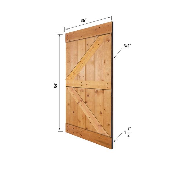 Paneled Wood Barn Door with Installation Hardware Kit - K2 Series
