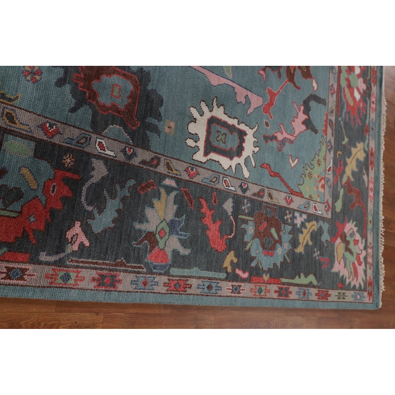 All-Over Oushak Oriental Area Rug Hand-Knotted Wool Carpet - 8'4" x 9'9"