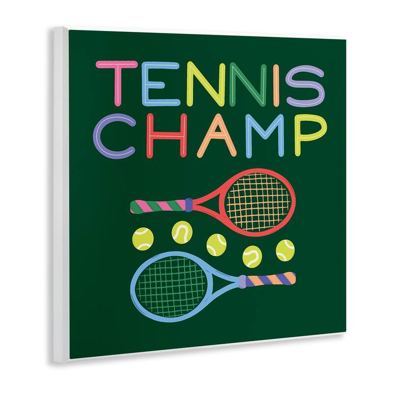 Stupell Tennis Champ Racket & Balls Wall Plaque Art Design By Sazerelli Designs