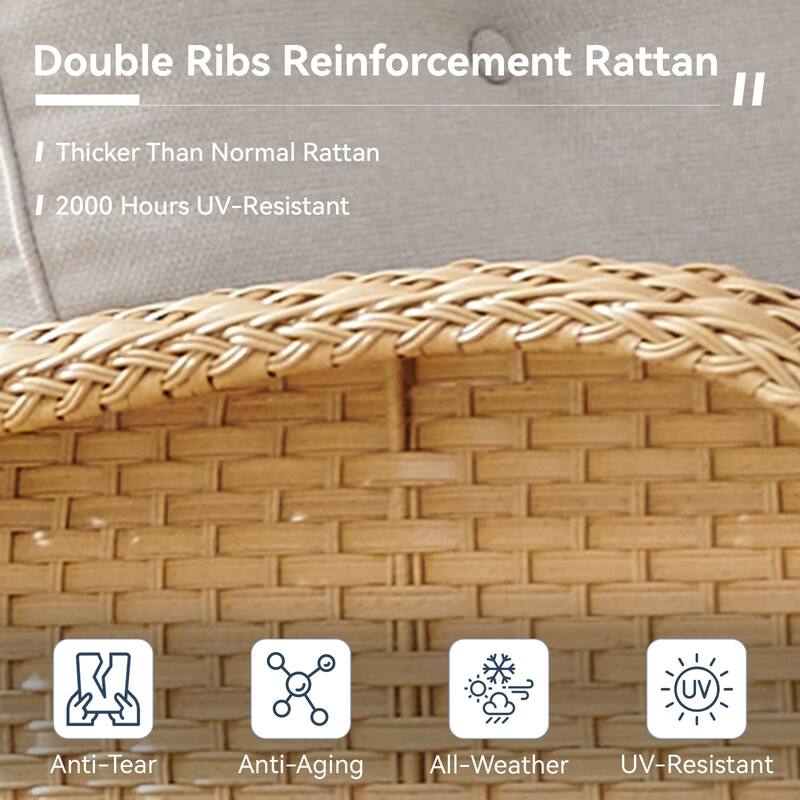 Gymojoy Outdoor Wicker Loveseat with Coffee Table and Outdoor Cushions