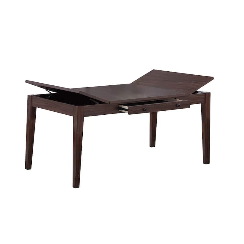 Sheryl Dining Table with Lift Top Hidden Storage, Walnut Brown - Walnut Brown