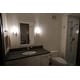 preview thumbnail 10 of 8, Vilo 1-Light 4.25 in. W Satin Nickel Bathroom Vanity Lighting Fixture, Clear Water and White Frosted Glass, Wall Mount Sconce