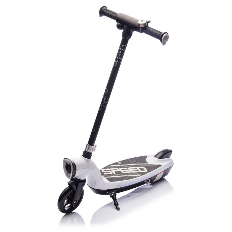 Kids Ride On Electric Scooter With Kickstand,Scooter Bell,Wider Pedal,Non-Slip Handle,Colorful LED Lights,For Kids 6+.