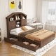 preview thumbnail 45 of 69, Wooden platform bed with house shaped storage headboard and drawers