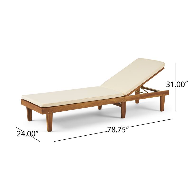 Nadine Outdoor Acacia Wood Chaise Lounge and Cushion Set by Christopher Knight Home