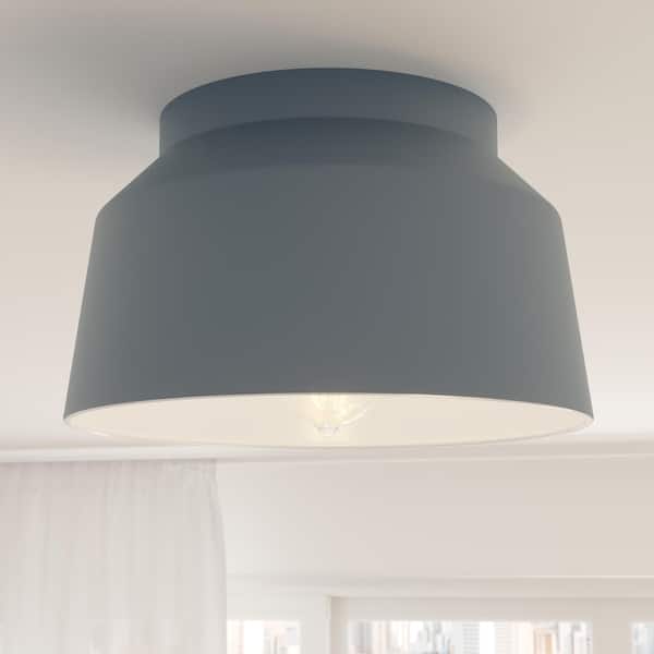 slide 2 of 12, Hunter Cranbrook 1-Light Flush Mount Ceiling Light - Bathroom, Office, Hall, Kitchen - Mid-Century Modern - Damp Rated! Indigo Blue