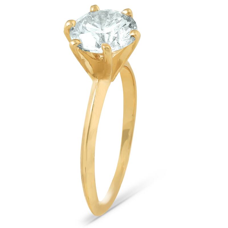 Certified 3Ct Diamond Solitaire Yellow Gold Engagement Ring Lab Grown