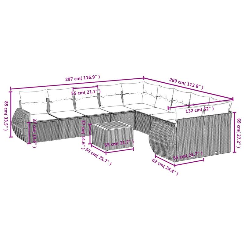 vidaXL Garden Sofa Set Black