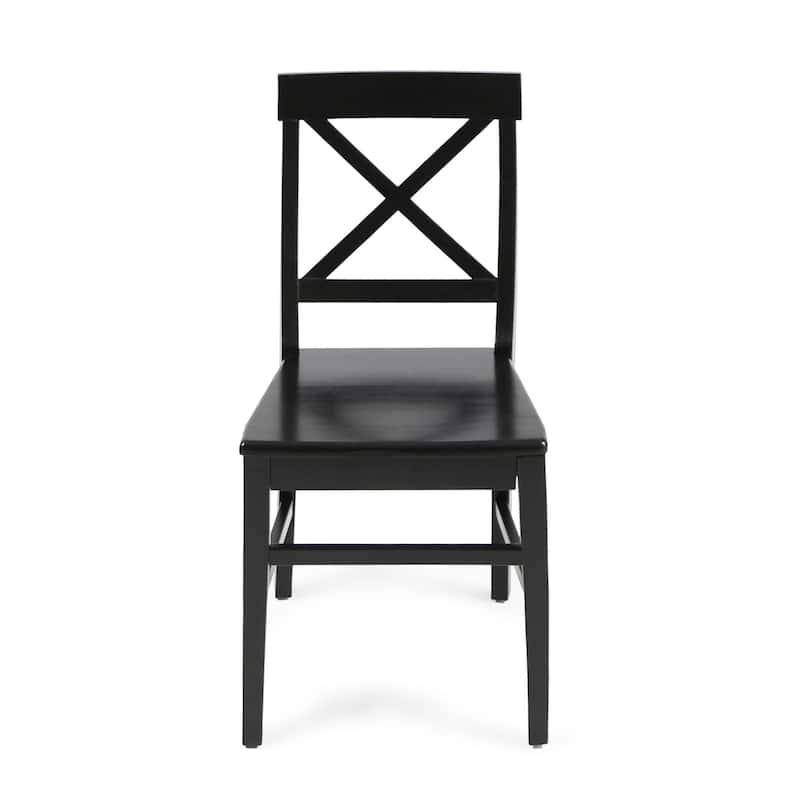 Acacia Wood Dining Chairs, White Cross Back Chairs, Kitchen Dining Room Furniture Dining Chairs Patios Bistro Chairs (Set of 2)