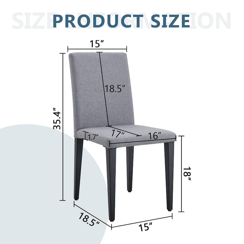 Armless Dining Chair Set of 2 Linen Upholstered Dining Chair with Metal Frame Kitchen Side Chairs Leisure Chairs