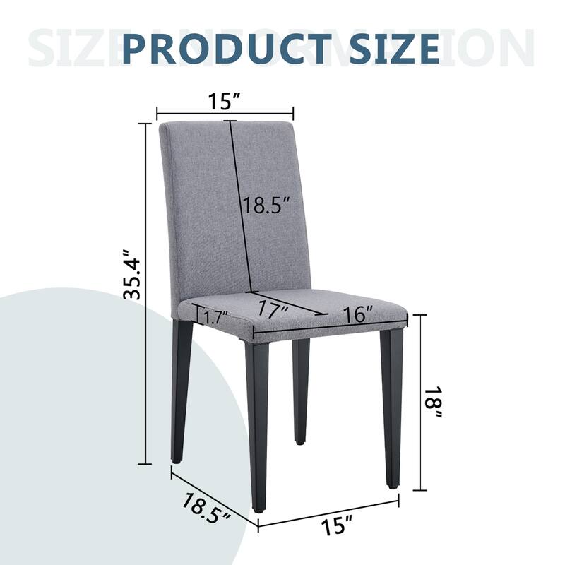 Simple 2 Piece PU Leather Dining Chair with Backrest, Metal Legs, Non Slip Feet for Restaurant Kitchen Bedroom Living Room