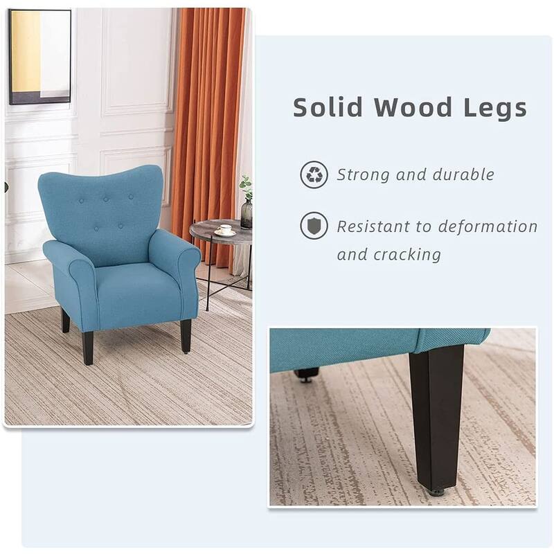 Erommy Wing back Arm Chair, Upholstered Fabric High Back Chair with Wood Legs