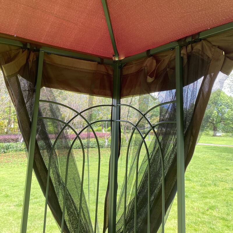 13x10 Outdoor Patio Gazebo Canopy Tent, Heavy Duty Gazebos with Ventilated Double Roof, Mosquito Netting & Privacy Screens