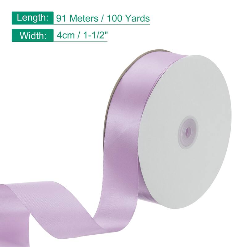 Satin Ribbon, 100 Yards Single Face Polyester Satin Ribbon - Violet - 1-1/2 Inch