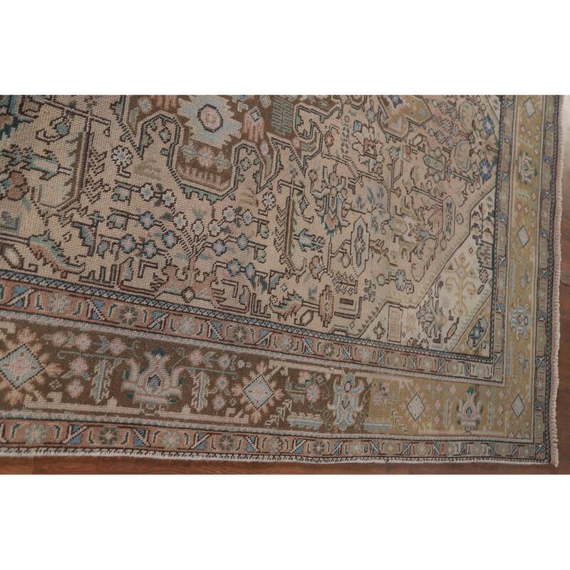 Hand Knotted Oriental 100% Wool Carpet Traditional Medallion Pink Tabriz Area Rug - 9' 8'' X 6' 5''