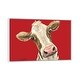 preview thumbnail 4 of 7, iCanvas "Cow Red New Background" by Hippie Hound Studios Framed White - 18x26