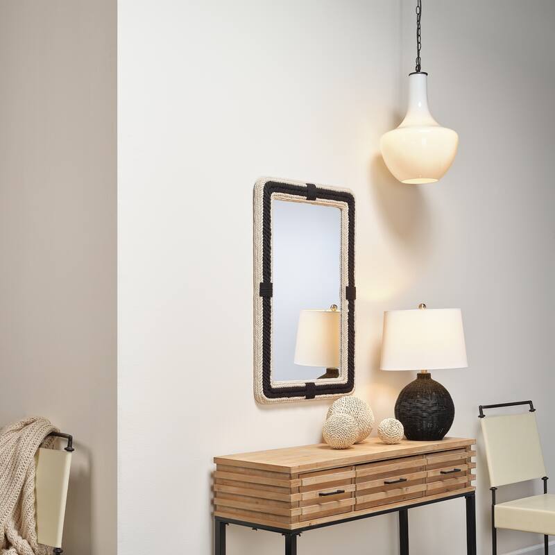 Alden Décor Amina Jute Rectangle Mirror