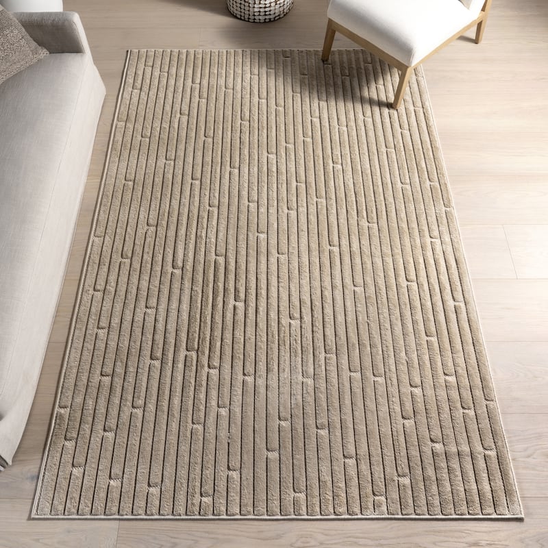 Nuloom Zipporah Striped Indoor/Outdoor Area Rug - 7'10" x 10' - Beige