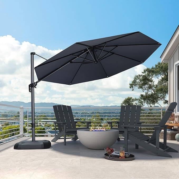 PURPLE LEAF Round 360 Degree Rotation Patio Cantilever Umbrella