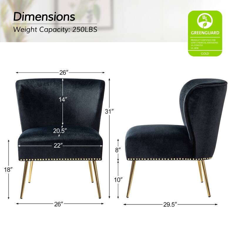 Celtia Modern Velvet Accent Side Chair with Nailhead Trim by HULALA HOME