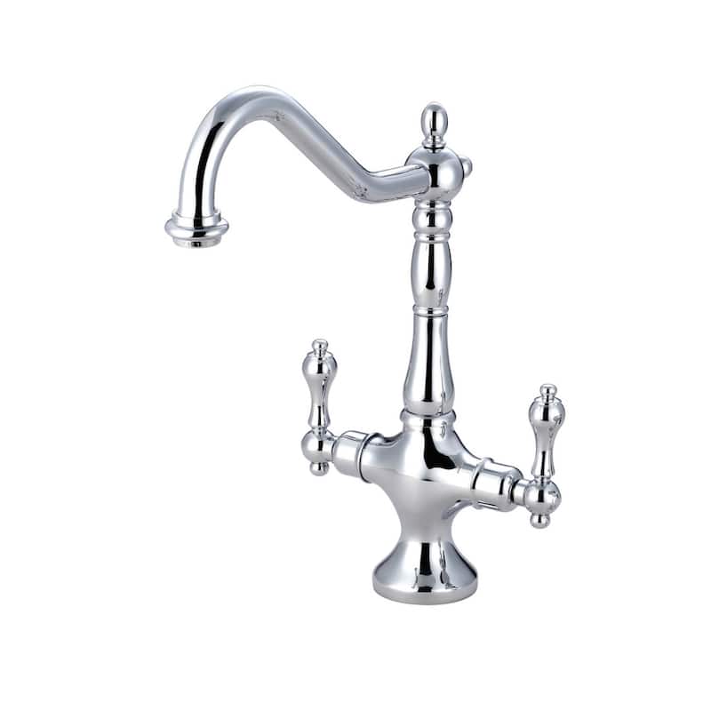 Kingston Brass Heritage Kitchen Faucet with Metal Lever Handles - Polished Chrome