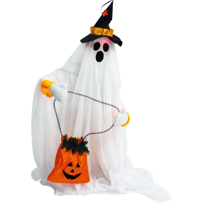Haunted Hill Farm 35 In. Groundbreaker Animatronic Ghost, Indoor/Outdoor Halloween Decoration, Flashing Red Face, Battery