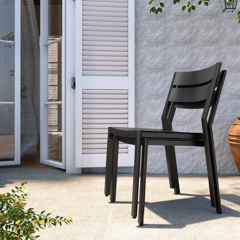 VredHom 2/4 PCS Outdoor Modern Aluminum Stackable Dining Chairs