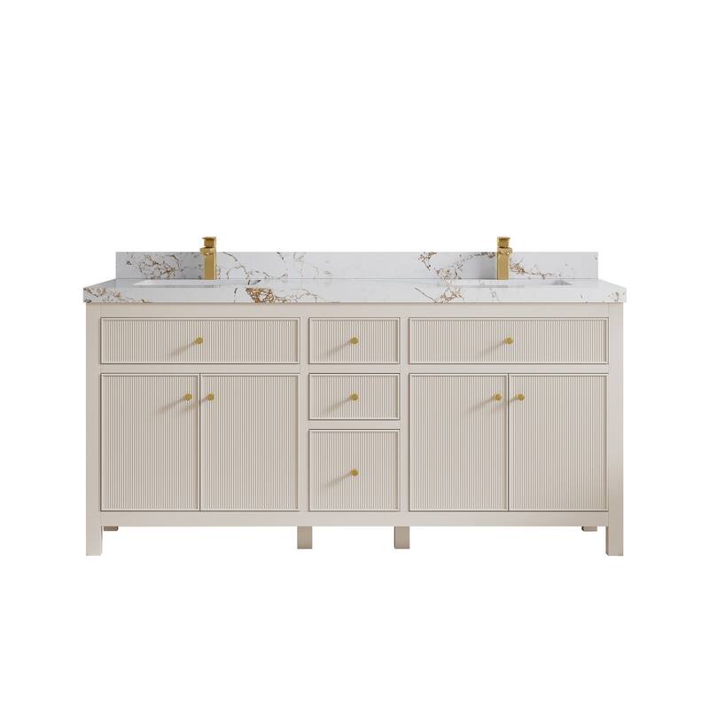 Willow Collections 72 in W x 22 in D Sonoma Free Standing Reeded Double Sink Bathroom Vanity with Countertop