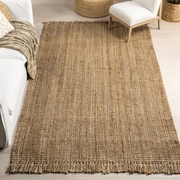 slide 2 of 88, Nuloom Delilah Solid Chunky Jute Tassel Area Rug 5' x 8' Oval - Natural - Oval