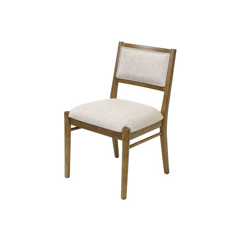 Two Wood Modern Upholstered Back Chairs, Dining Seats, Brown
