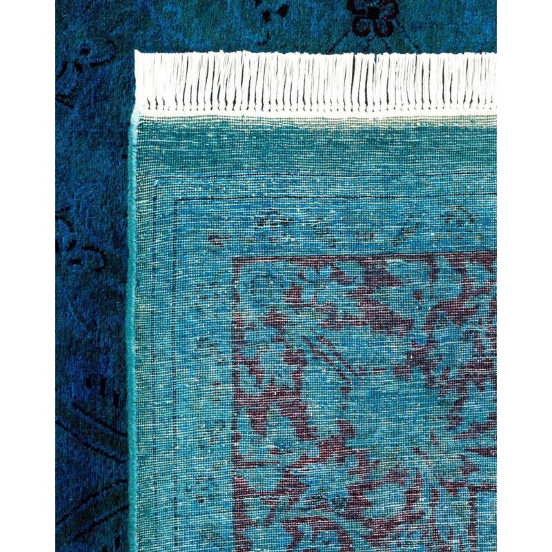 Overton Hand Knotted Wool Vintage Inspired Modern Contemporary Overdyed Blue Area Rug - 6' 1" x 8' 6"