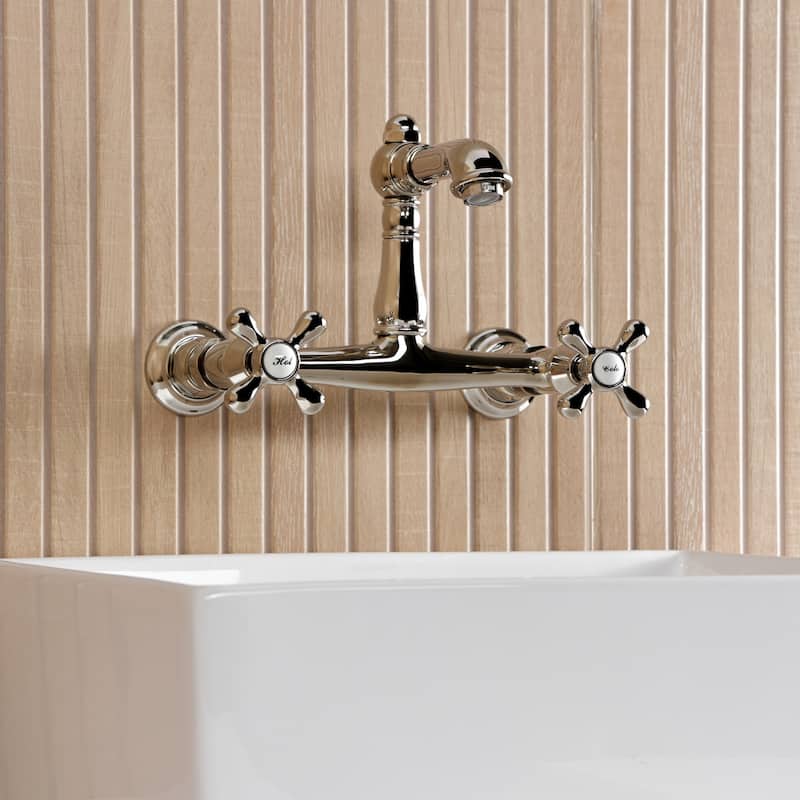 Kingston Brass English Country Two-Handle 2-Hole Wall Mount Bathroom Faucet