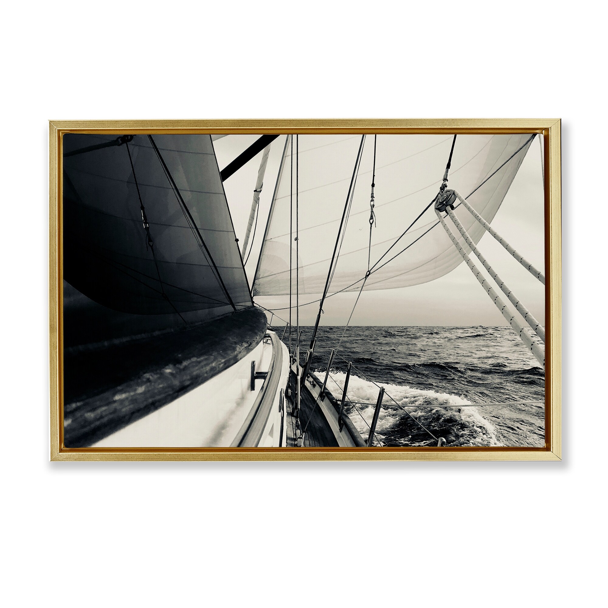 Stupell Sailing The Sea View Framed Floater Canvas Wall Art Design By LSR Design Studio
