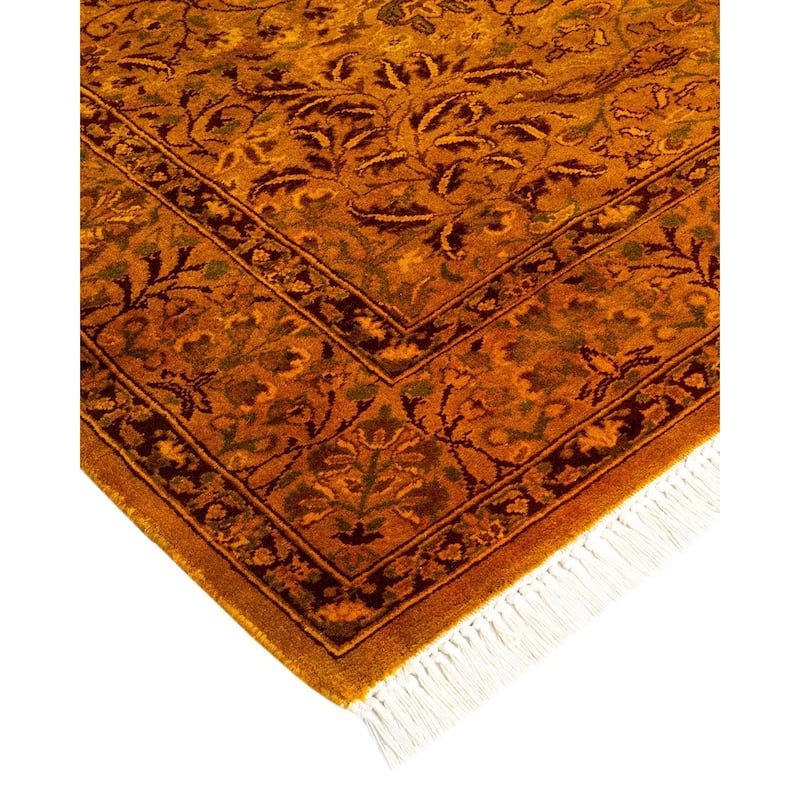 Overton Hand Knotted Wool Vintage Inspired Modern Contemporary Overdyed Gold Area Rug - 2' 8" x 4' 10"