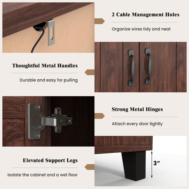 3-Door Buffet Sideboard Storage Credenza Cabinet Adjustable Shelf