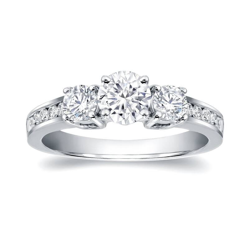 Auriya 14k Gold 1 3/5ctw 3-Stone Diamond Engagement Ring Certified - White - 4