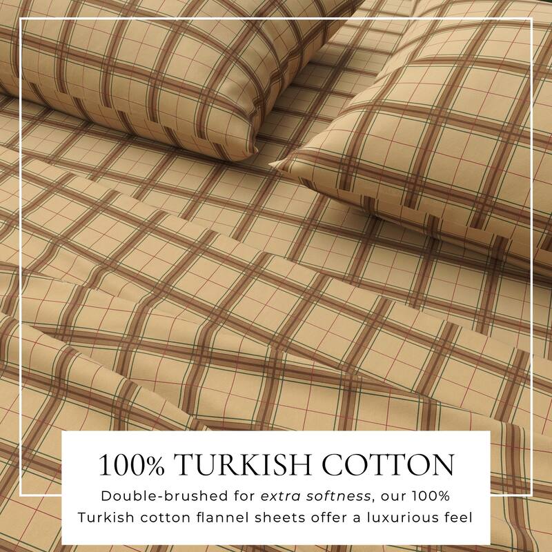Linery & Co. Ultra-Soft Turkish Cotton Plaid Flannel Sheet Set