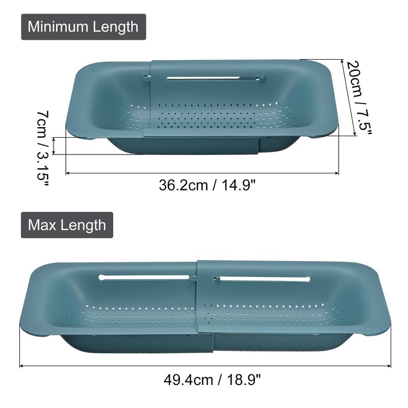 Collapsible Colander Kitchen Over the Sink Drain Strainer Basket 2Pcs - 36.2cm x 20cm x 7cm