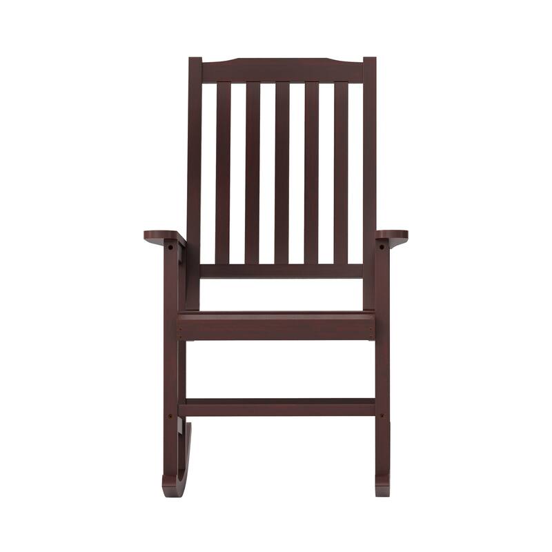 Acacia Wood Outdoor Rocking Chair, Traditional Porch Outdoor Rocker Chairs with Slatted - 43" H