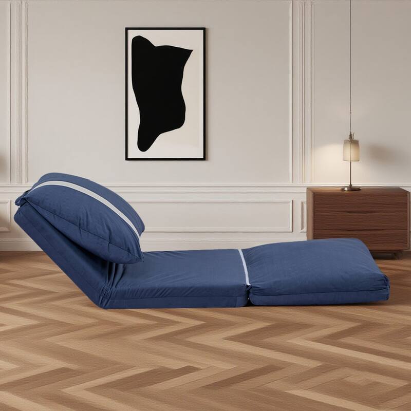 Adjustable Floor Sofa Bed for Adults & Pets - 6-Position Foldable Design with Corduroy Upholstery - Navy