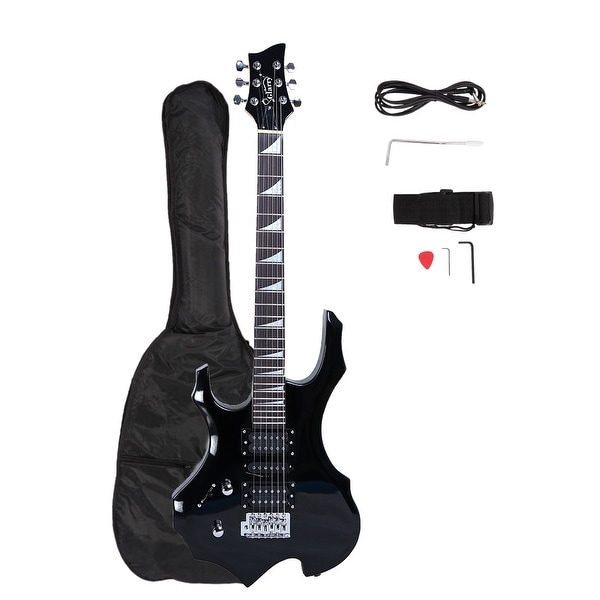 Glarry Flame Left Hand Electric Guitar HSH Pickup Shaped Electric Guitar