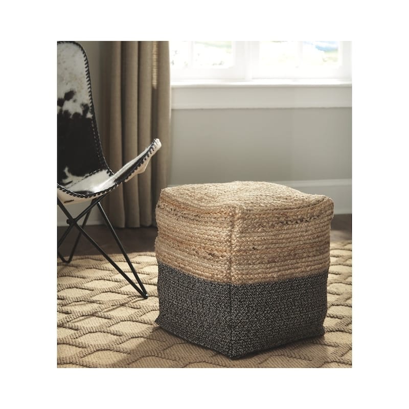 Signature Design by Ashley Sweed Valley Natural/Black Pouf