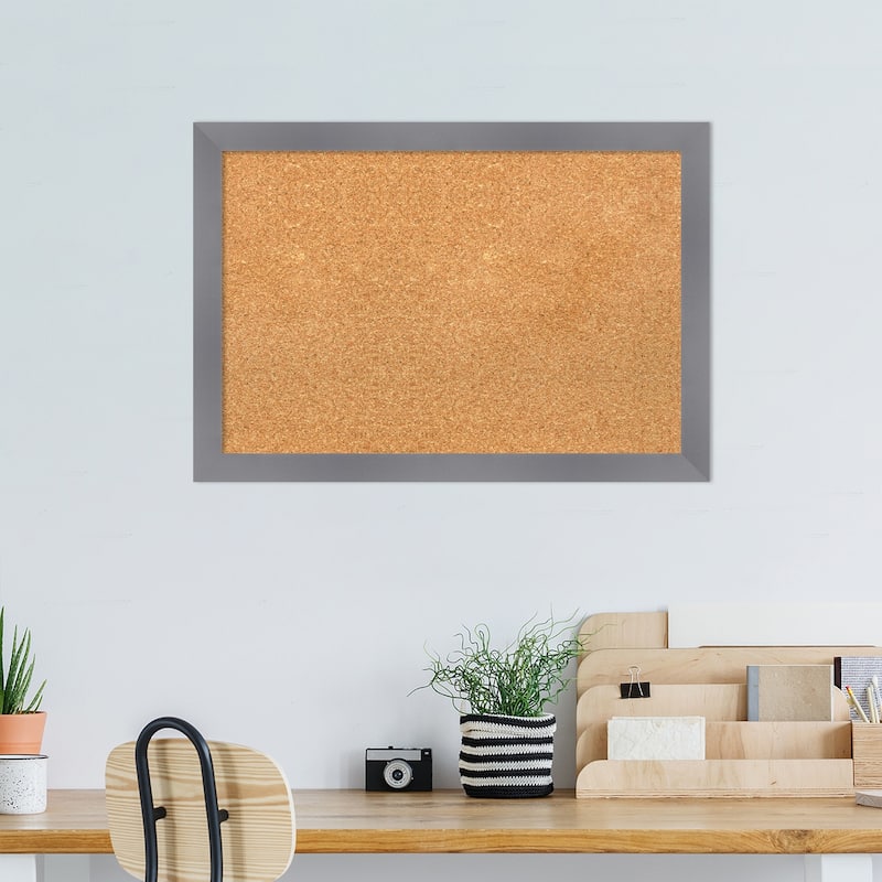 Edwin Grey Wood Framed Natural Corkboard Bulletin Board