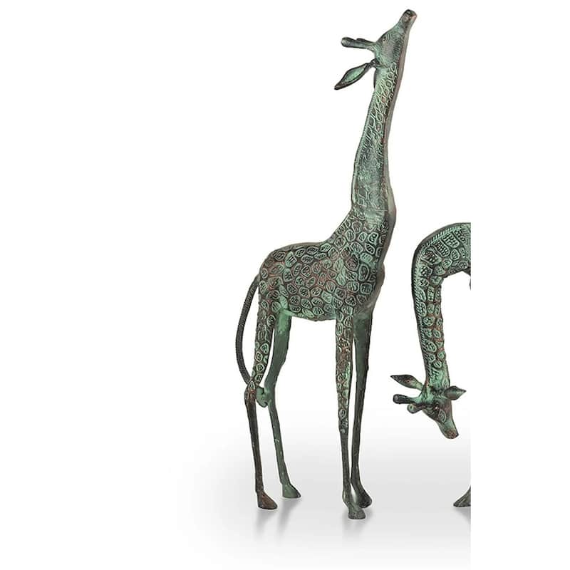 Spi Home Verdigris Finish Cast Aluminum Treetopper Giraffes Garden - 31 X 11.5 X 6.5 inches