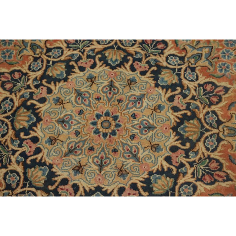 Hand Knotted Oriental 100% Wool Carpet Traditional Floral Oranges & Rust Kerman Area Rug - 12' 8'' X 10' 1''