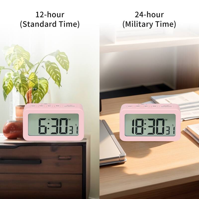 Small Loud Alarm Clock, Battery Operated for Bedroom, Snooze, 12/24H Desk Clock, Home Decoration 3.3 x 2 x 0.8 inch